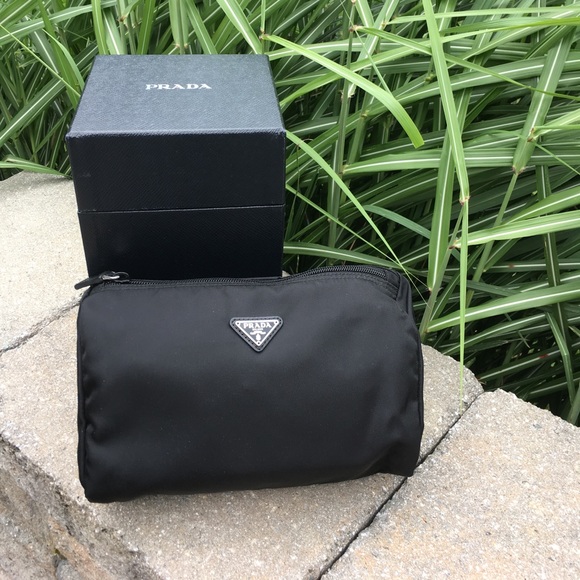 Prada Handbags - Prada Vela Lg Black Makeup Toiletries Bag Clutch
