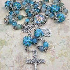 St Anne St Gerard Pregnancy Rosary Blue Agate