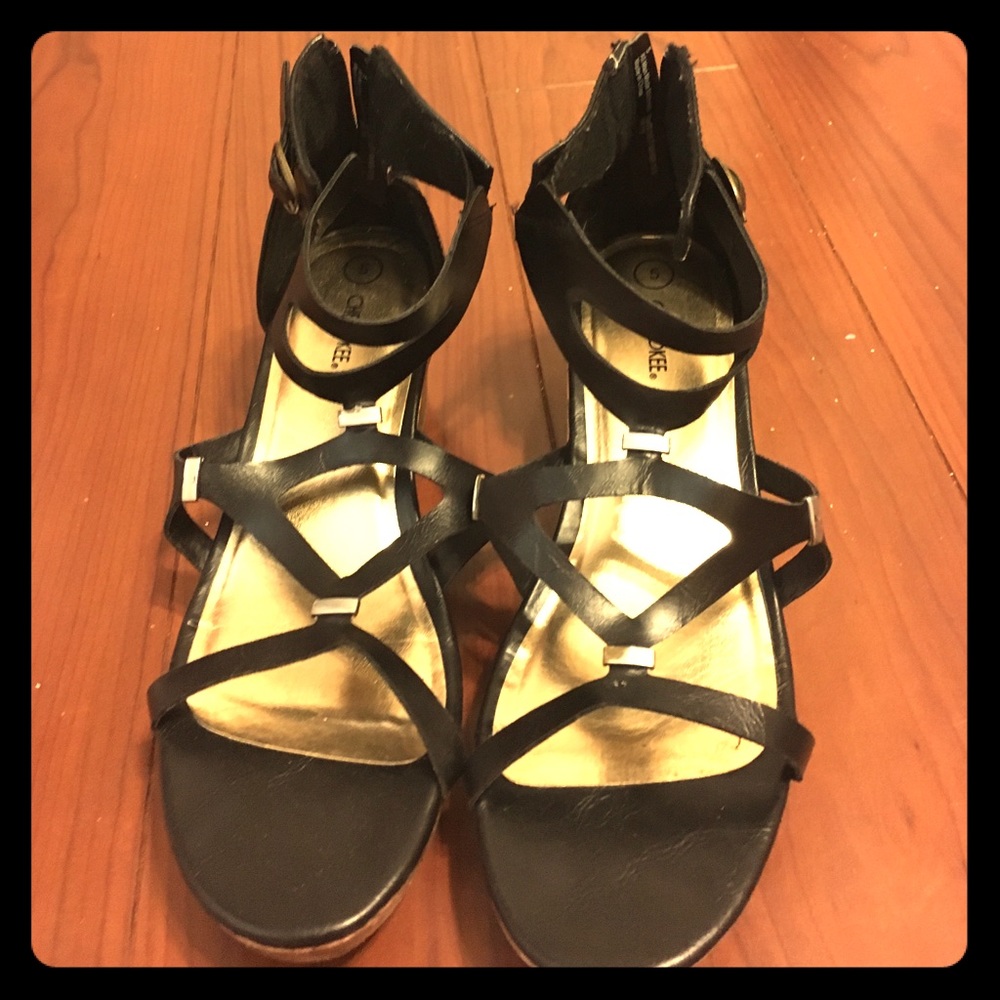 Black CHEROKEE kids wedges