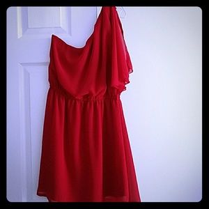 Red one shoulder dress