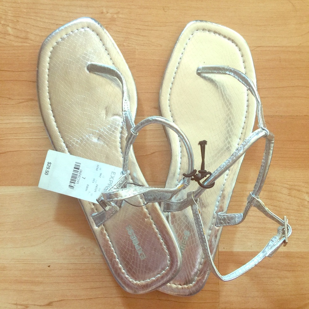 NWT Express silver sandals