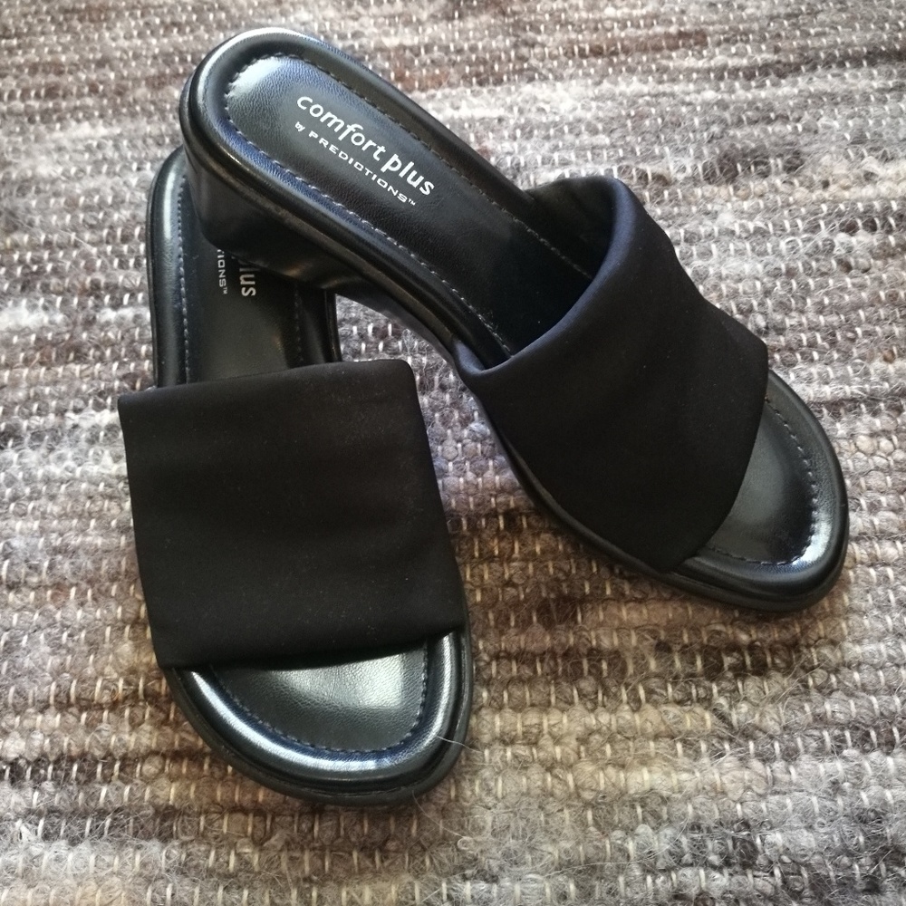 Black slip on mules