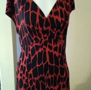 Glamour Red & Black Scale Print Dress--Size 14W