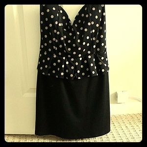 Black and pink polka dot mini dress