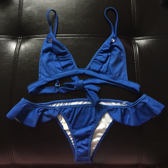 Denim Look Brazilian Rufflekini NWOT - Picture 4 of 7