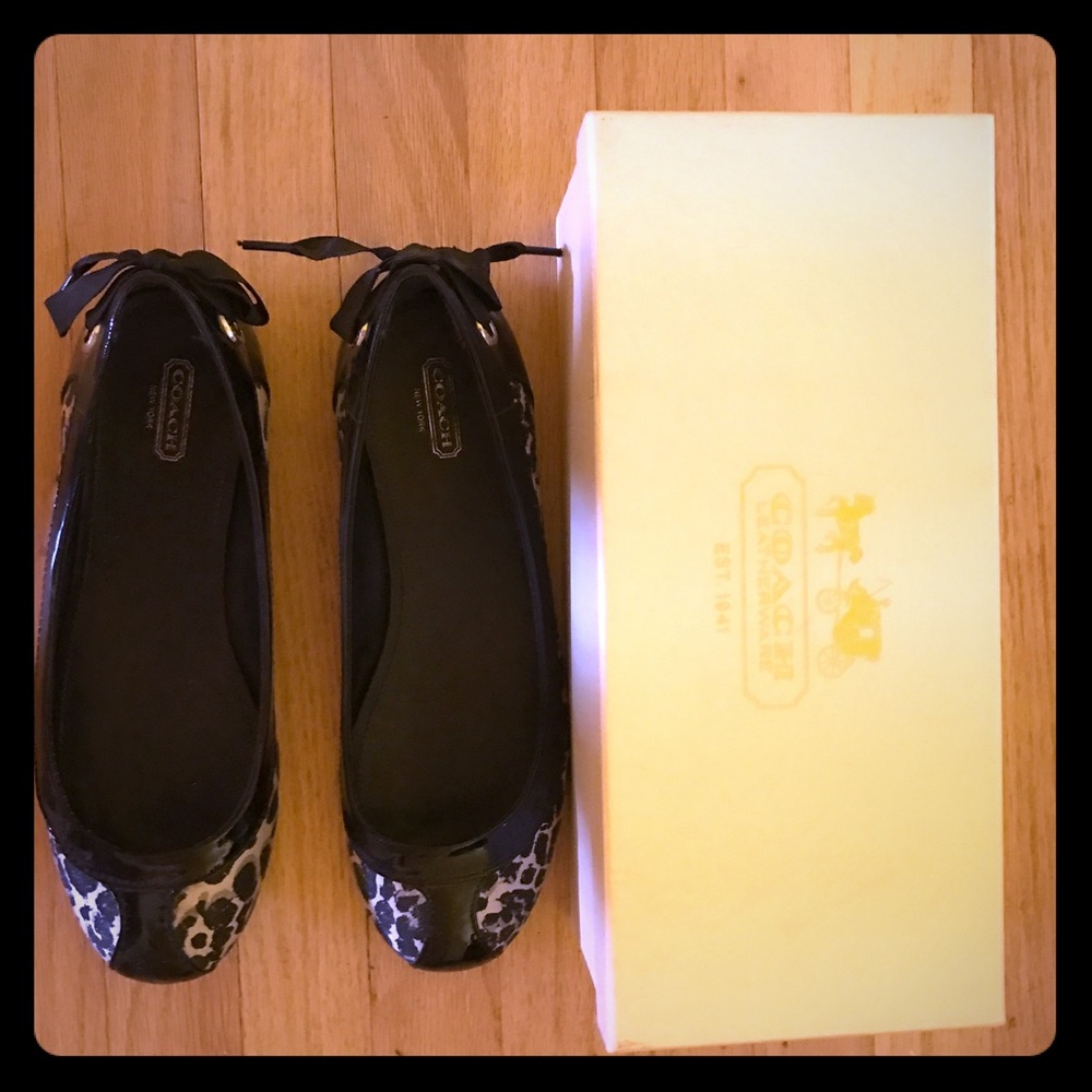 Coach flats with leopard print design