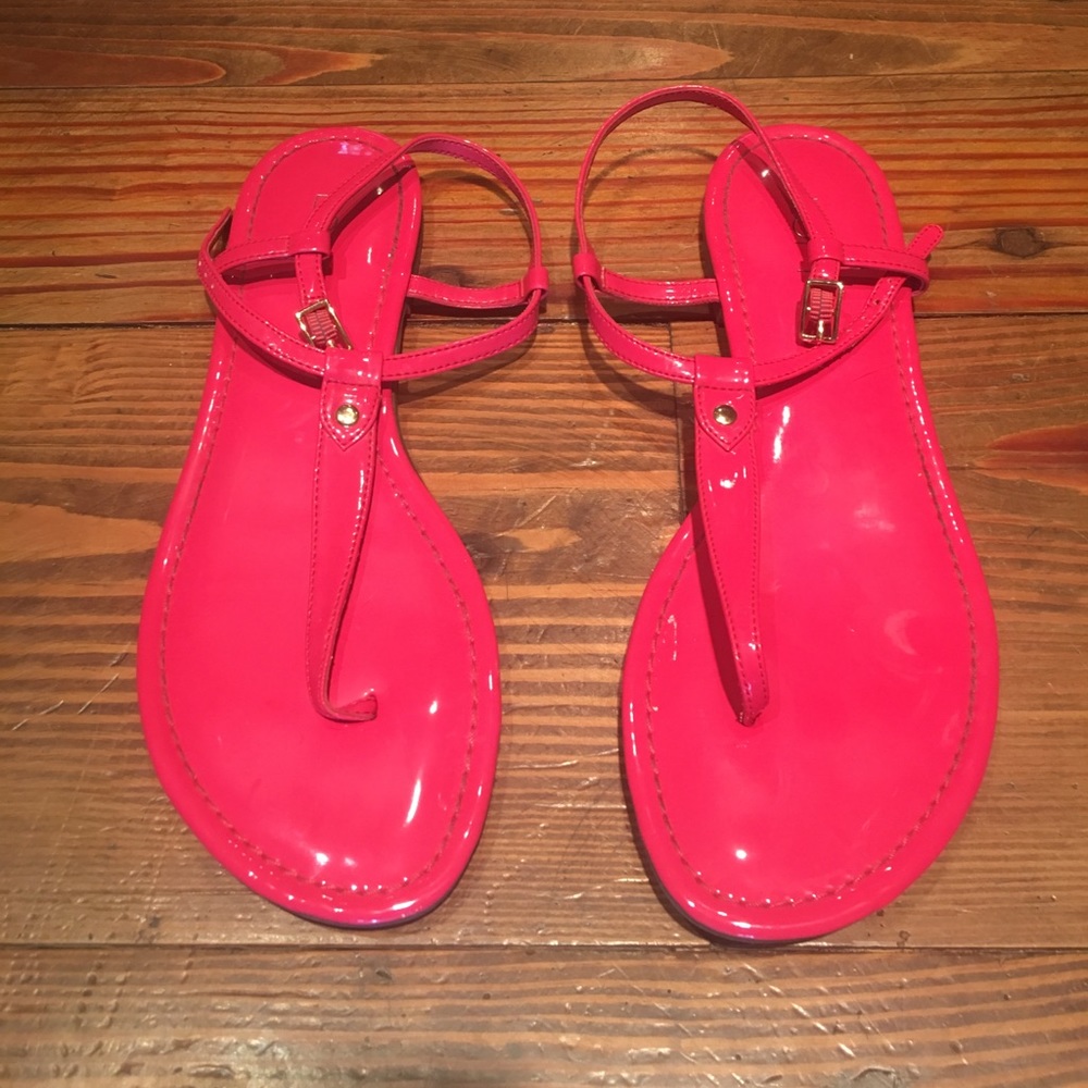 NWOT Ann Taylor LOFT Sz 8 Pink Faux Patent Sandals