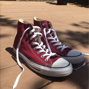 Deep red hi-top converse