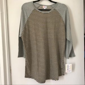 BNWT LuLaRoe 2X Randy Baseball Tee gray & oatmeal BNWT LuLaRoe 2X Randy Baseball Tee gray & oatmeal
