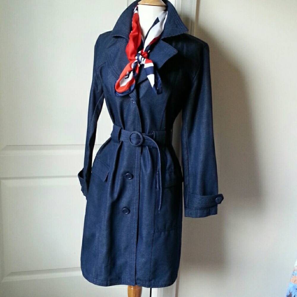 Classic Denim Trench Coat Size Small