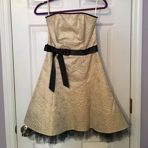 Strapless gold dress