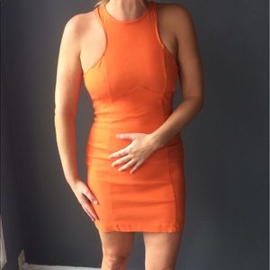 Orange zip up cut out dress