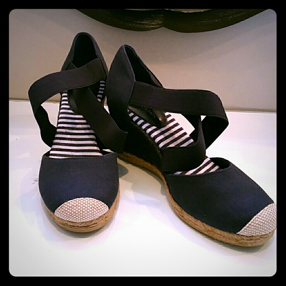 White Mountain Navy Blue Wedges -  sz. 7.5 M