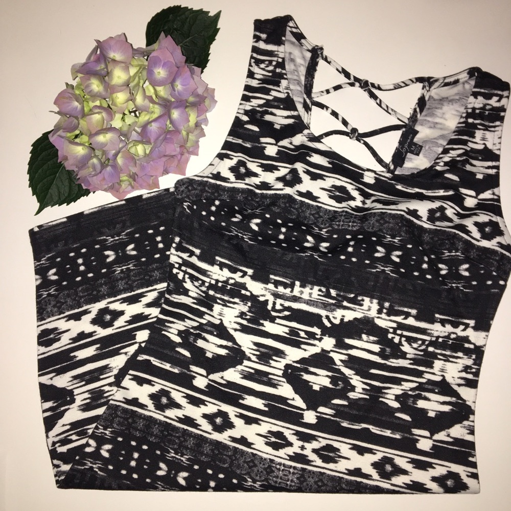 Black and white body con tank dress