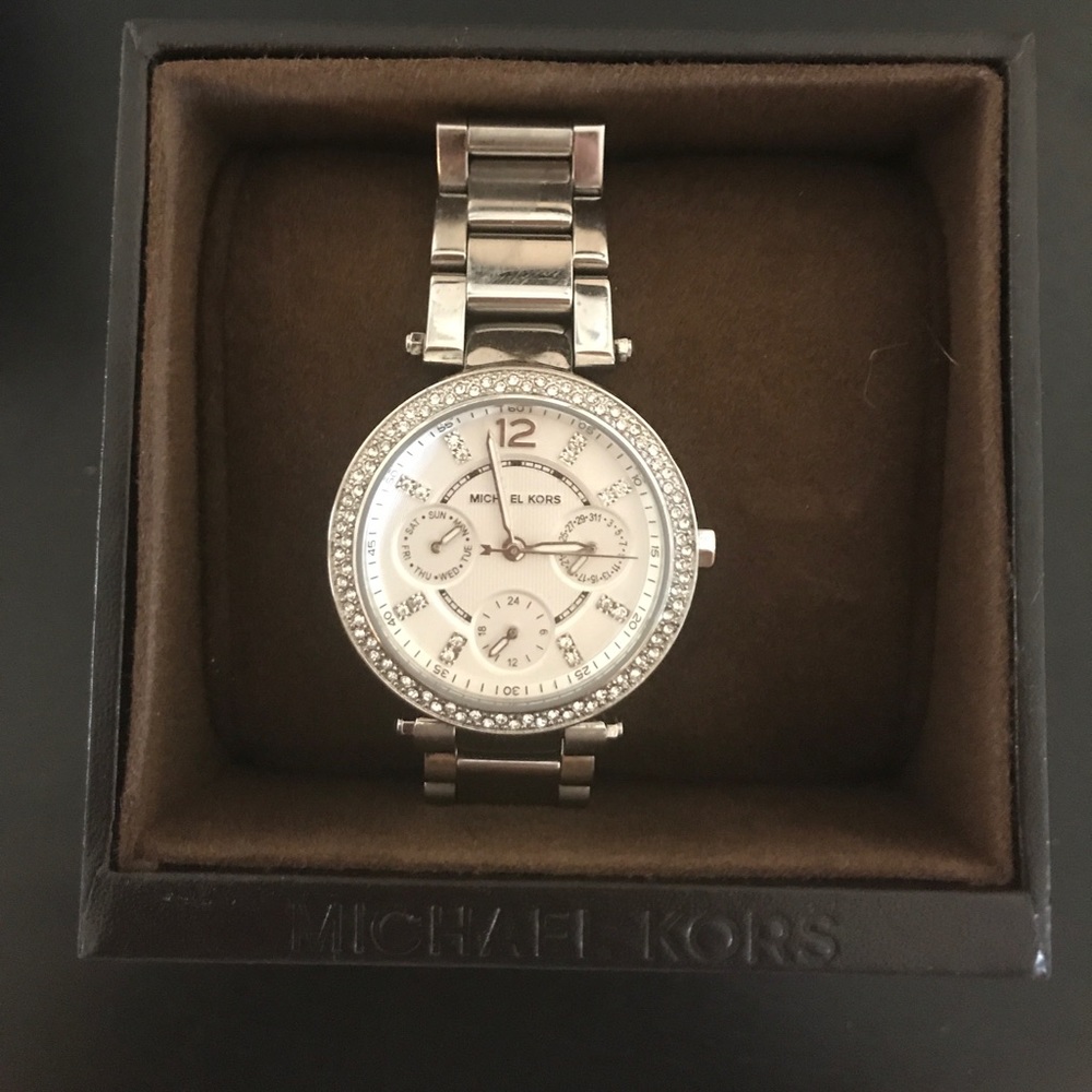 MICHAEL KORS Silver And Rhinestone Watch