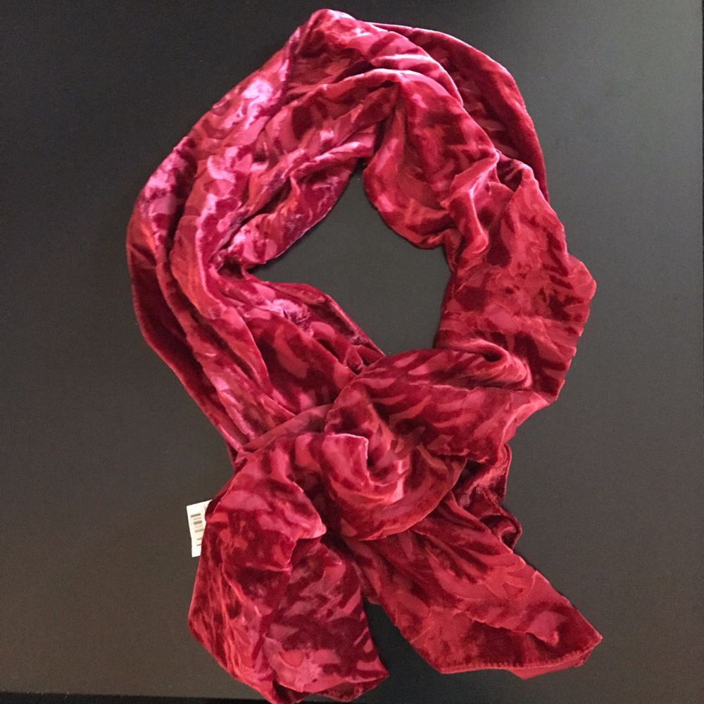 Burgandy Velour Burnout Scarf/ Wrap