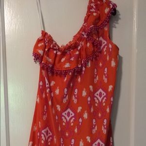 Mudpie Orange and Pink Off the Shoulder Dress