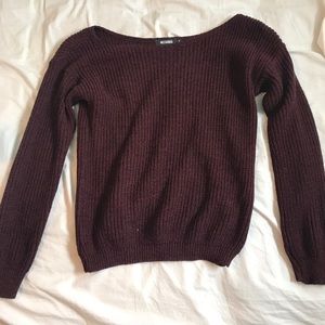 Off the shoulder maroon missguided sweater