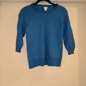 J Crew Blue 3/4 Sleeve Sweater