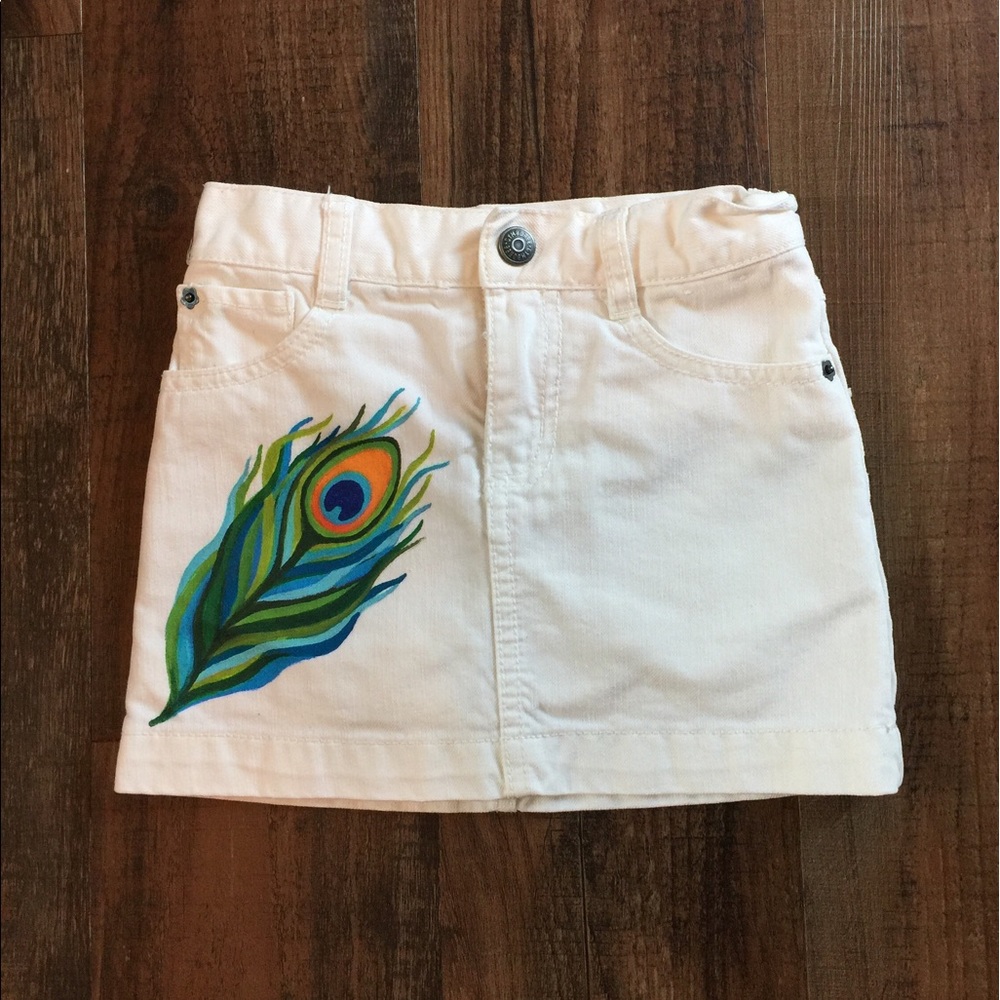 Gymboree White Denim Peacock Feather Skort Size 4