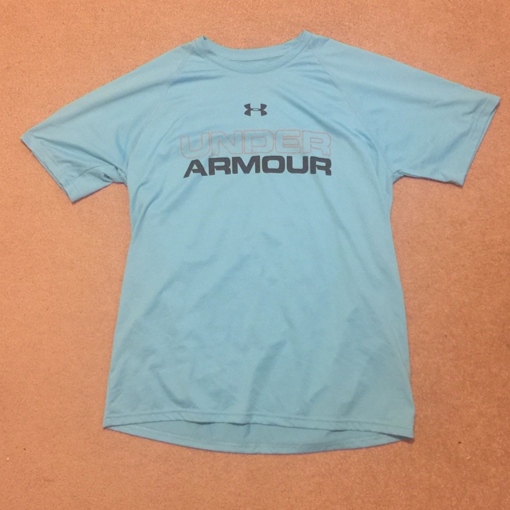 Under Armour tshirt, light blue, medium