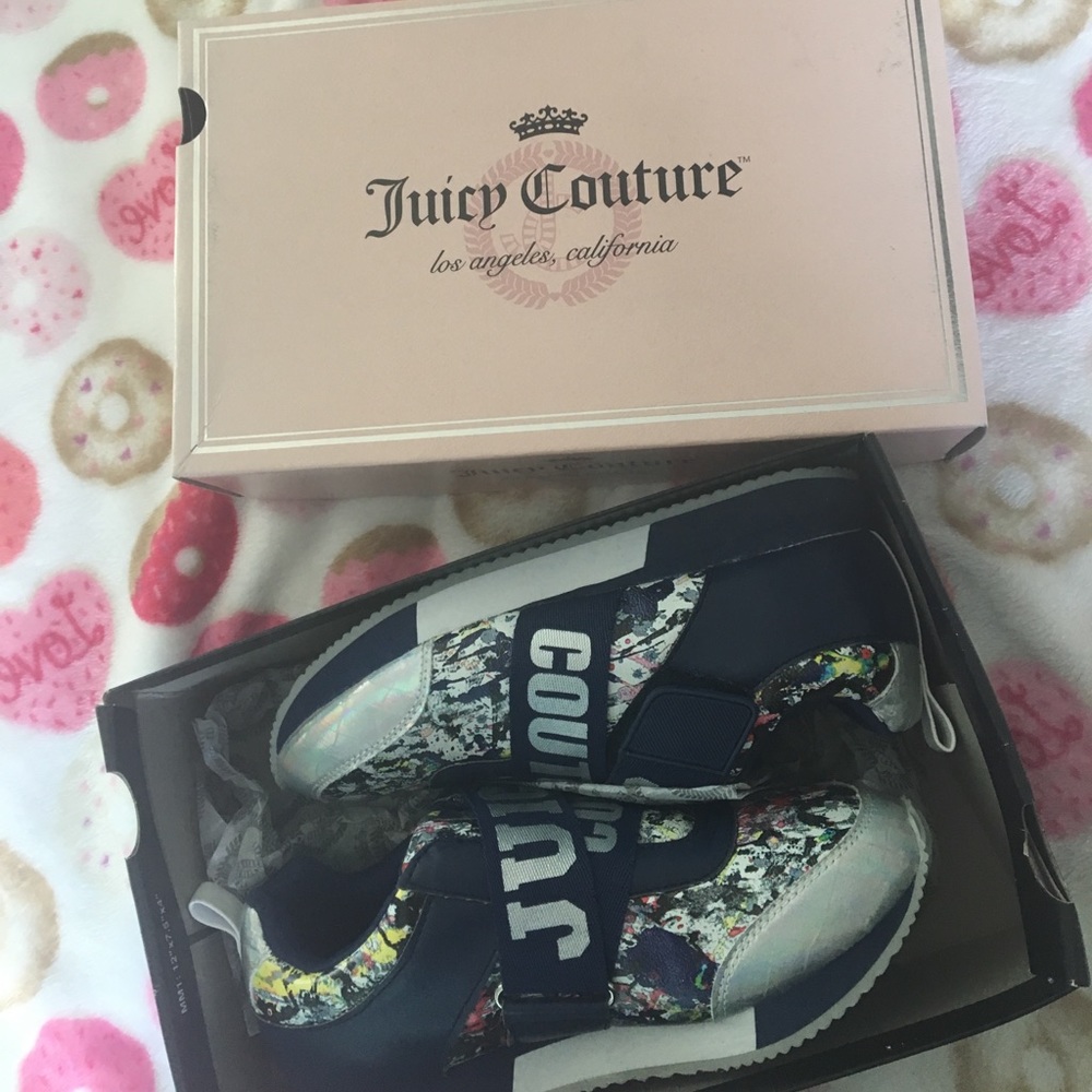 juicy couture splatter velcro sneakers NWT
