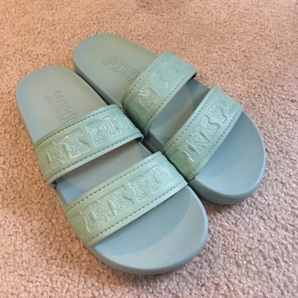Victoria secret (PINK) green slip on sandals!