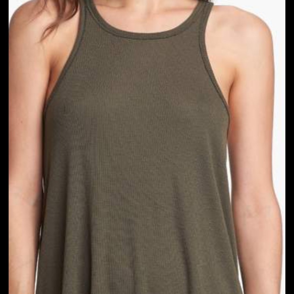 Free People Maroon High Neck Tank Top