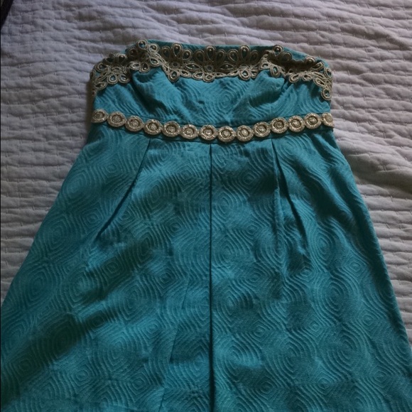 Lilly Pulitzer turquoise strapless dress - Picture 1 of 3