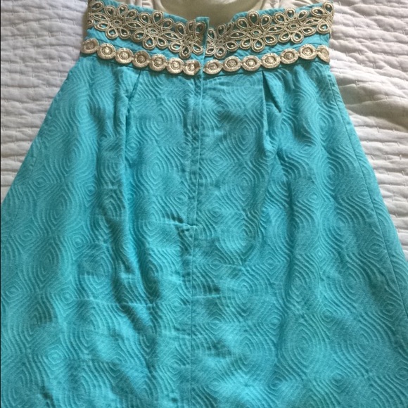 Lilly Pulitzer turquoise strapless dress - Picture 2 of 3