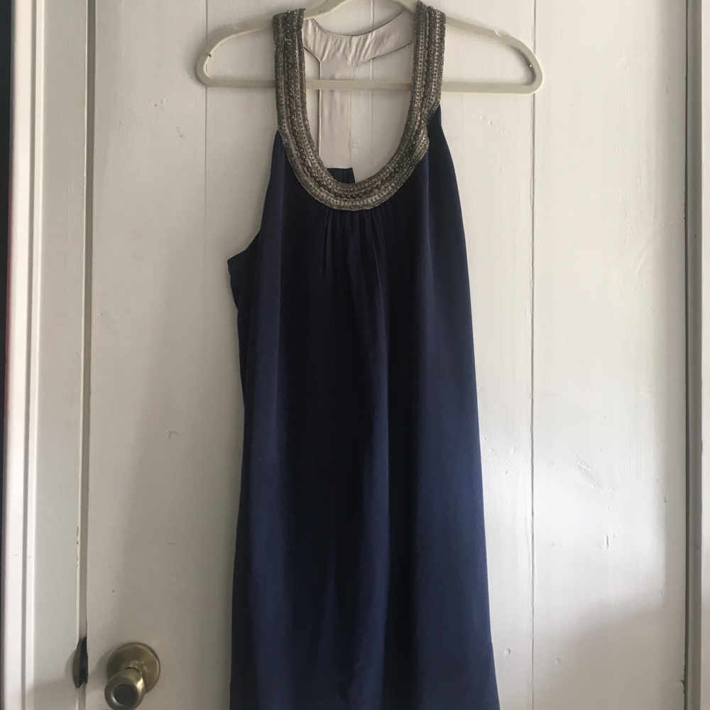 Joie racerback navy embellished dress.