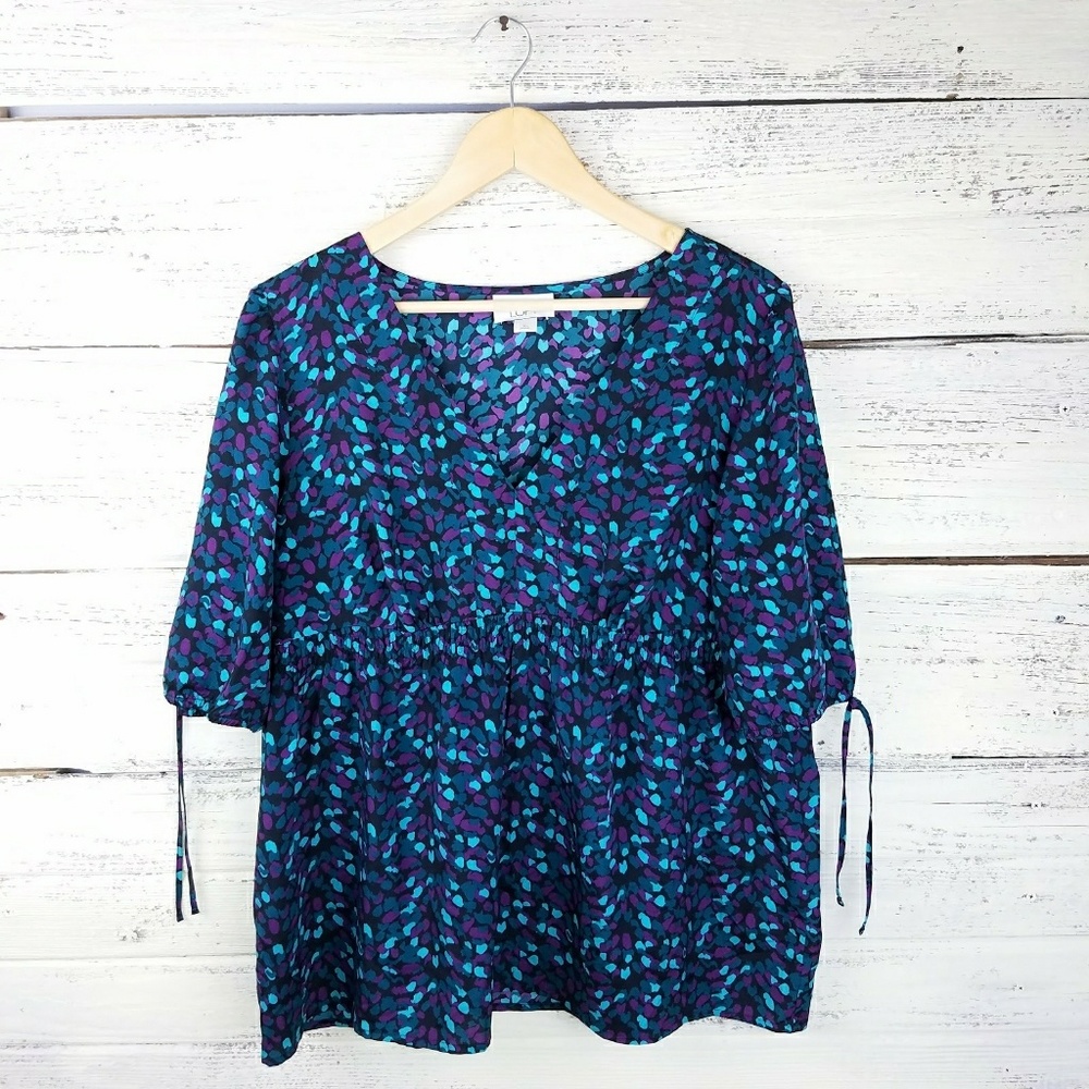 Ann Taylor Loft Patterned Tunic Peasant Blouse