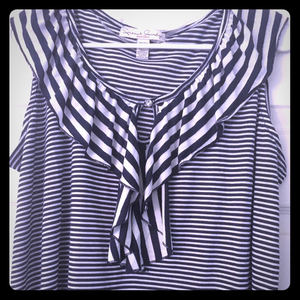 Sleeveless Navy Striped Shirt Plus