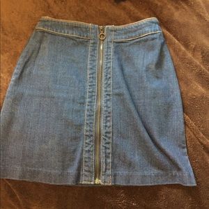 Denim zip up skirt