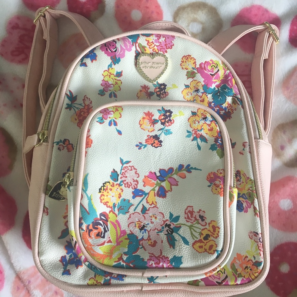 betsey johnson pink floral backpack