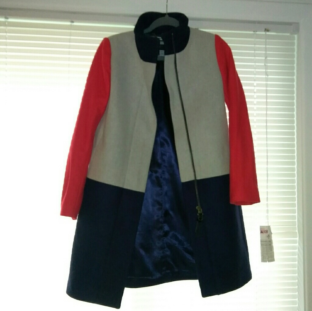 J. Crew Colorblock funnel neck size 4 coat.