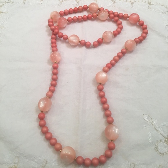 Jewelry Pearls Vintage Long Pink Necklace Poshmark