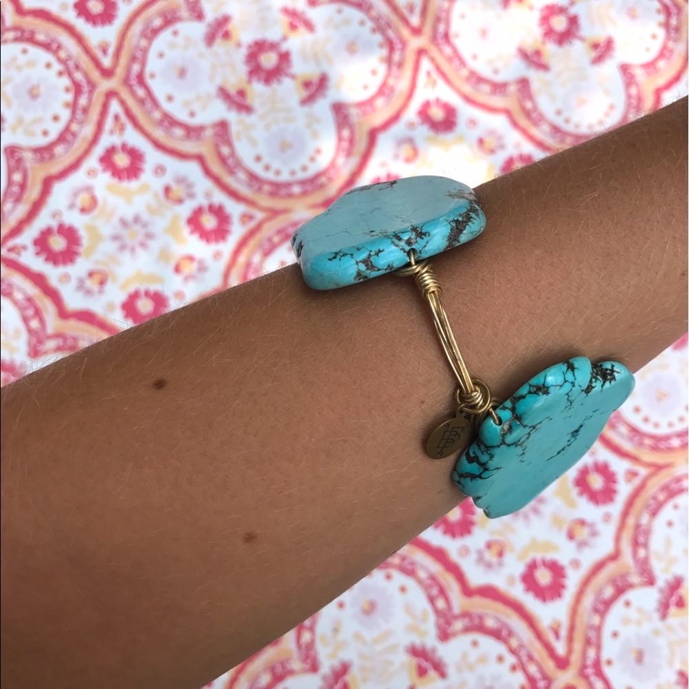 Bourbon and Bowties Turquoise Gold Wire Bracelet