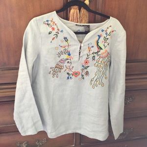 Embroidered Peacocks on Line. Tunic