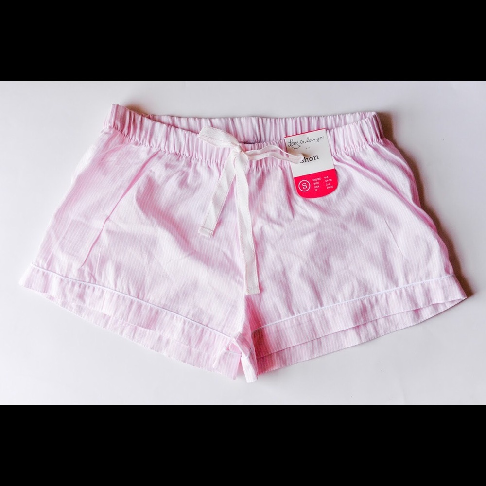 Pink pinstripe sleep shorts