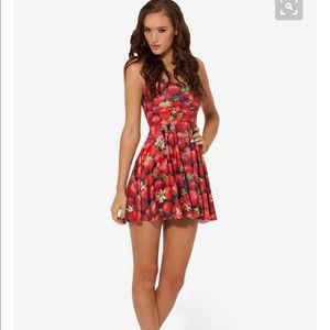 Black Milk Strawberries Reversible Skater Dress