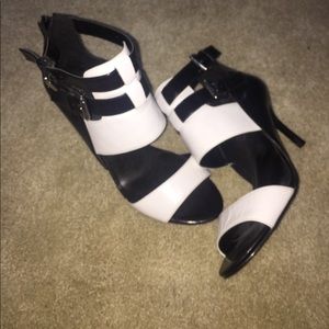 Black and white heels