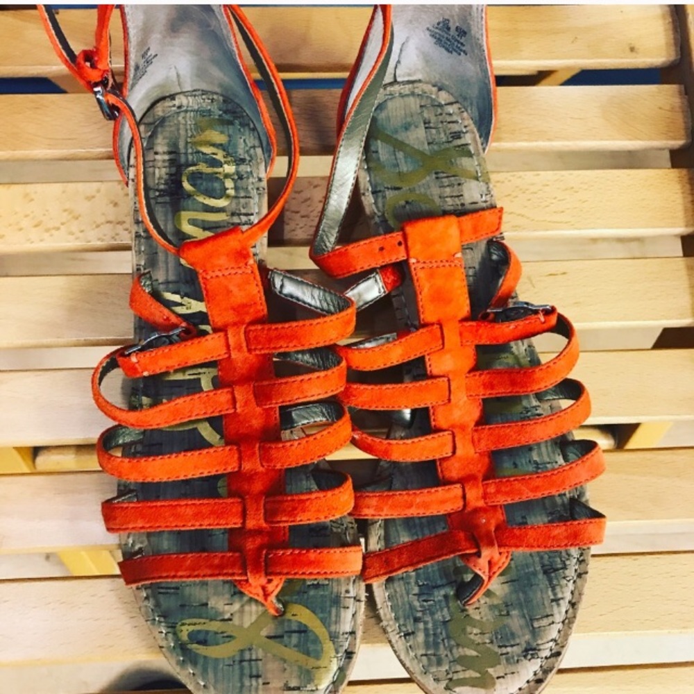 Sam Edelman orange suede sandals sz 9.5