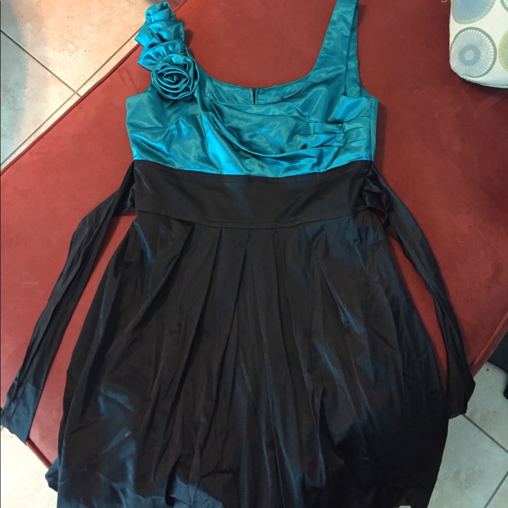 Teal & Black Party Dress