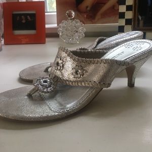Jack Rogers silver kitty heel sandal