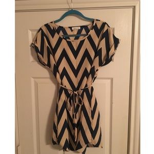Cream and blue chevron dress