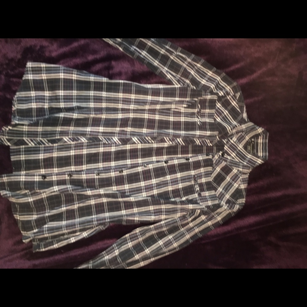 plaid button down