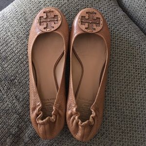 Authentic Tory Burch brown leather flats