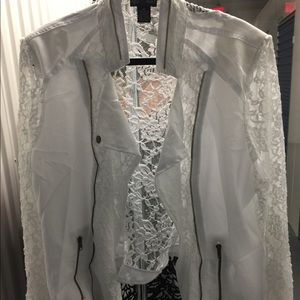 White lace moto jacket