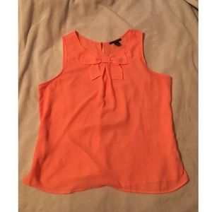 Coral chiffon bow tank top
